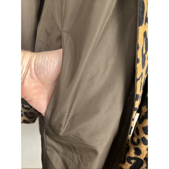 Dennis Basso Rain Jacket Brown S Leopard Print Reversible Large Women’s Coat - Picture 11 of 13